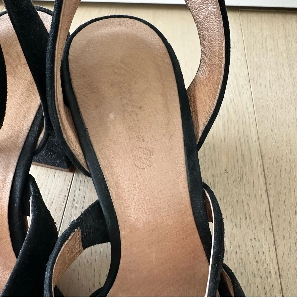 Madewell Black Suede Strappy Block Heel Sandals